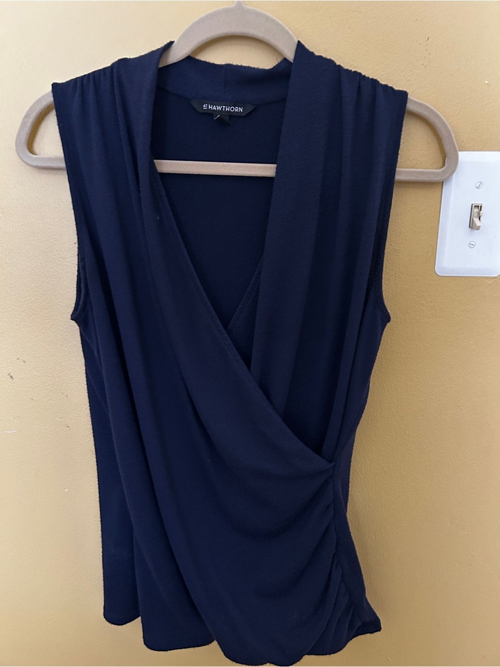 41 Hawthorn Navy Draped Sleeveless Surplice Top